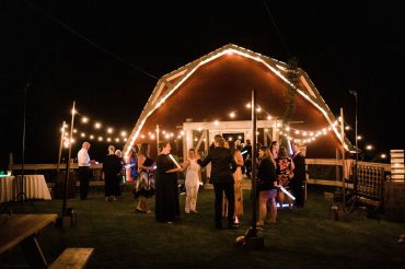 Red Barn Wedding Lights