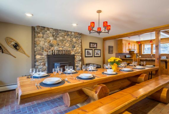 Dining Room Table and Fireplace